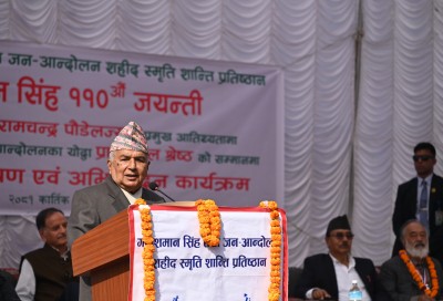  नेपालमा लोकतन्त्र स्थापना र पुनस्थापनामा गणेशमान सिंहको योगदान उच्च: राष्ट्रपति पौडेल 